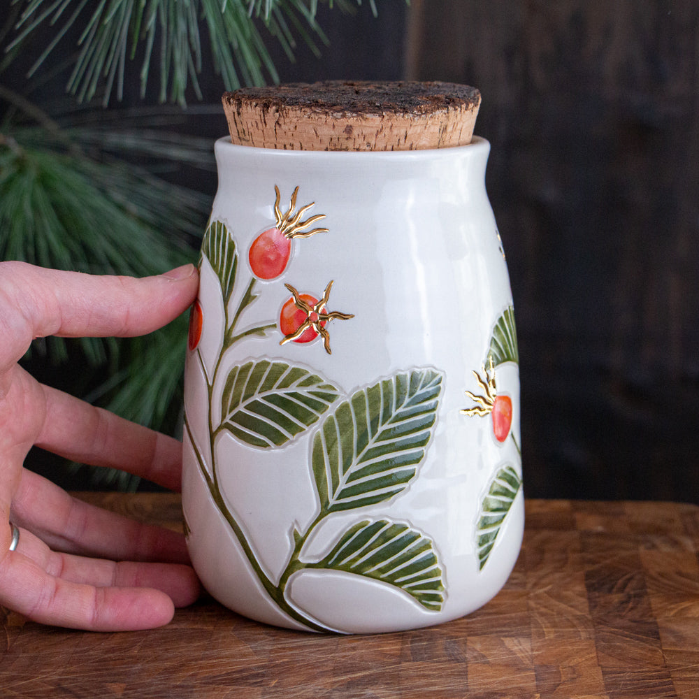 Rose Hip Corked Jar / Canister