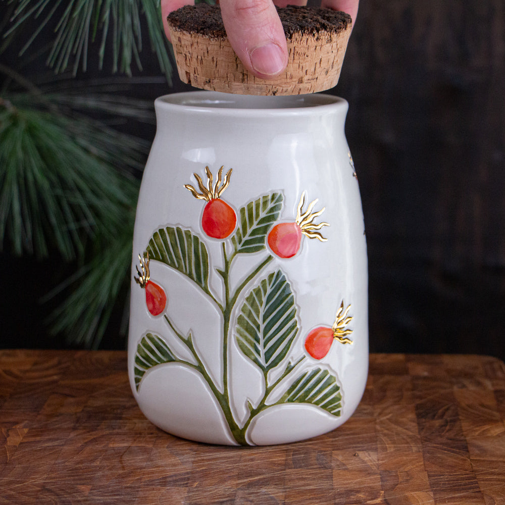 Rose Hip Corked Jar / Canister