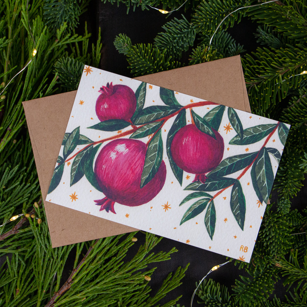 Pomegranate Holiday Flat Cards (Pack of 12)