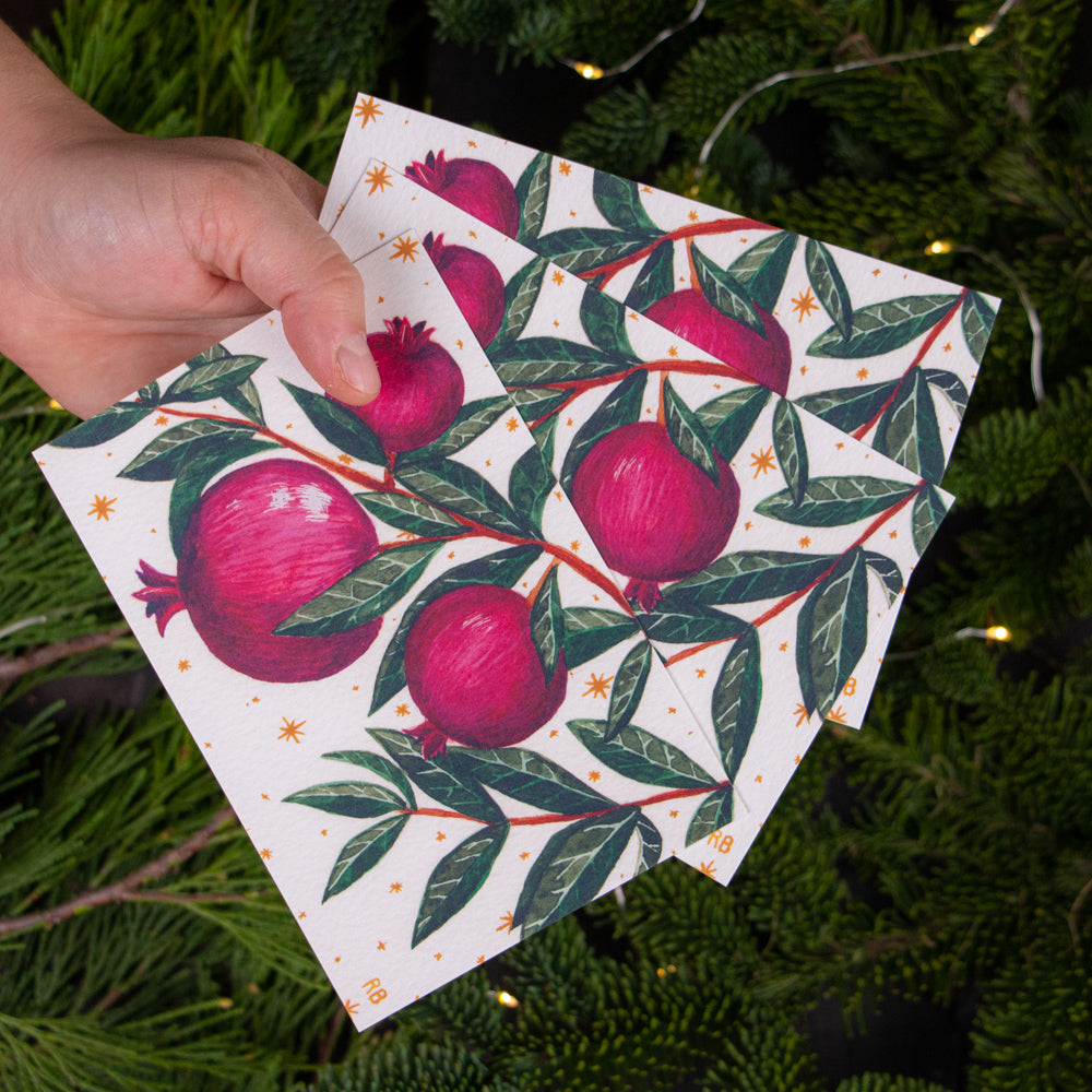 Pomegranate Holiday Flat Cards (Pack of 12)