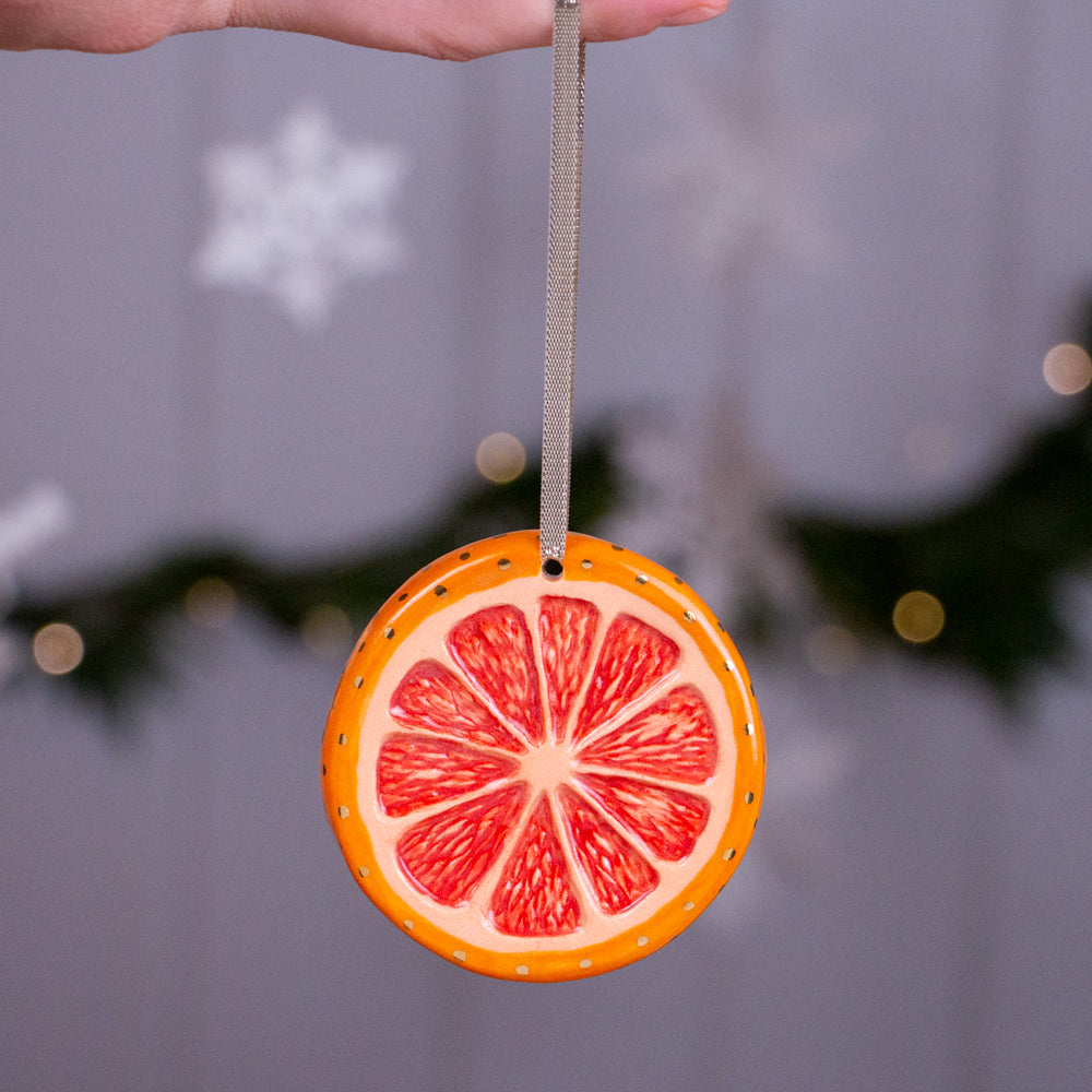 Raspberry Orange Slice Ornament