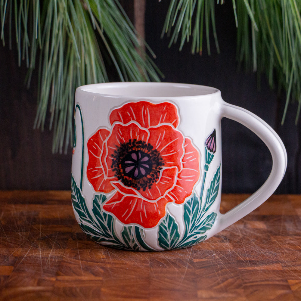 Orange Poppy Botanic Mug