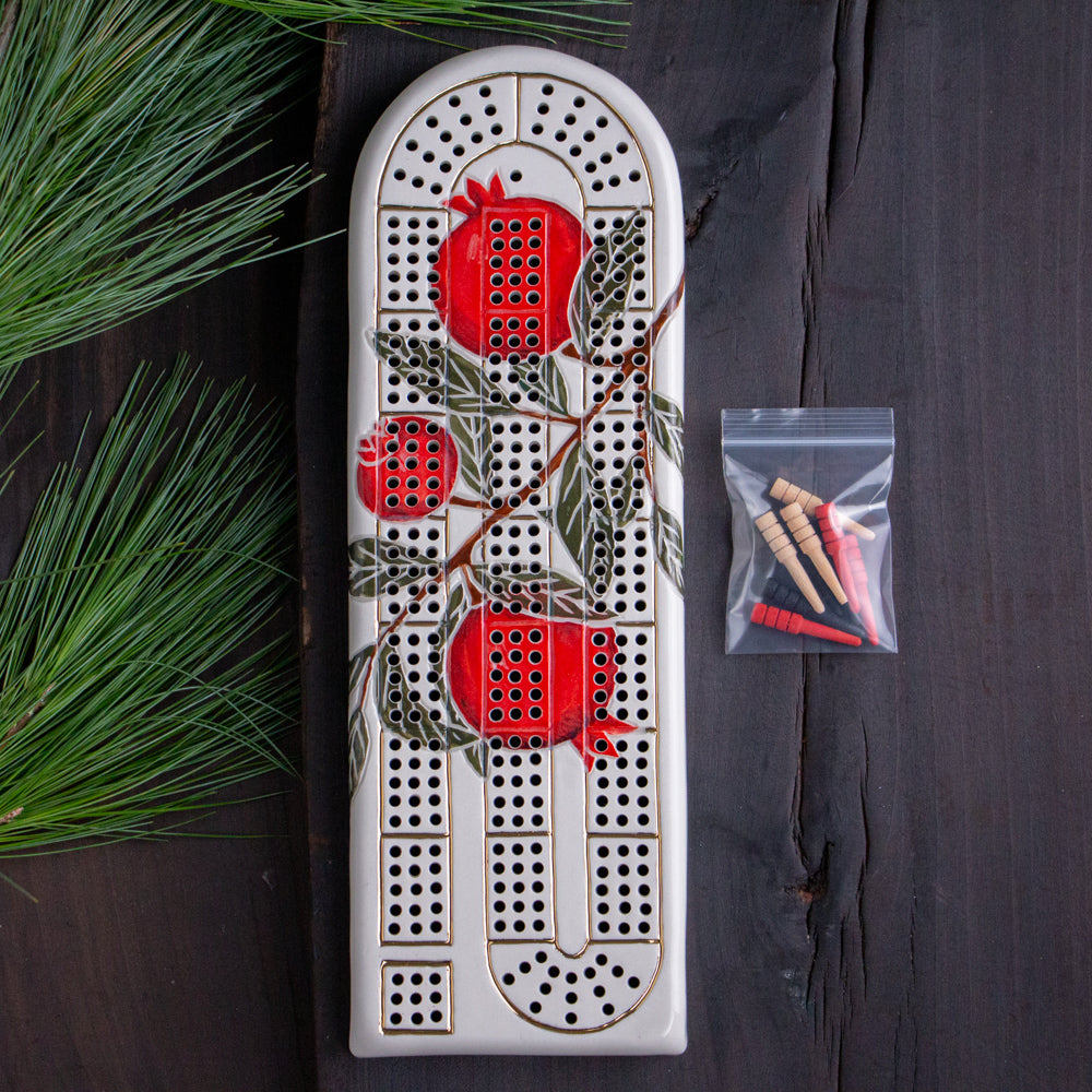 Pomegranate Cribbage Board