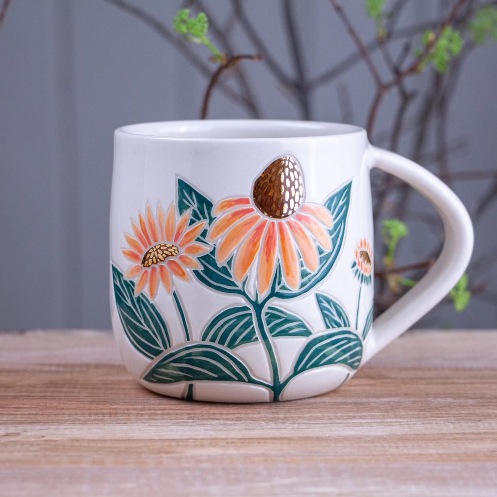 Peach Echinacea Mug