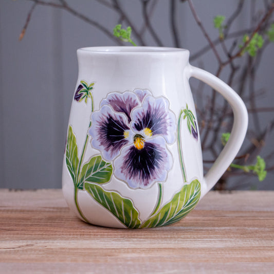 Tall Purple Pansy Mug #2 [20oz]