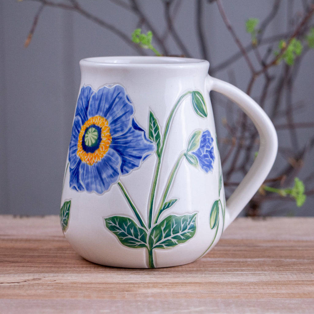 Tall Blue Poppy Mug #1 [19oz]