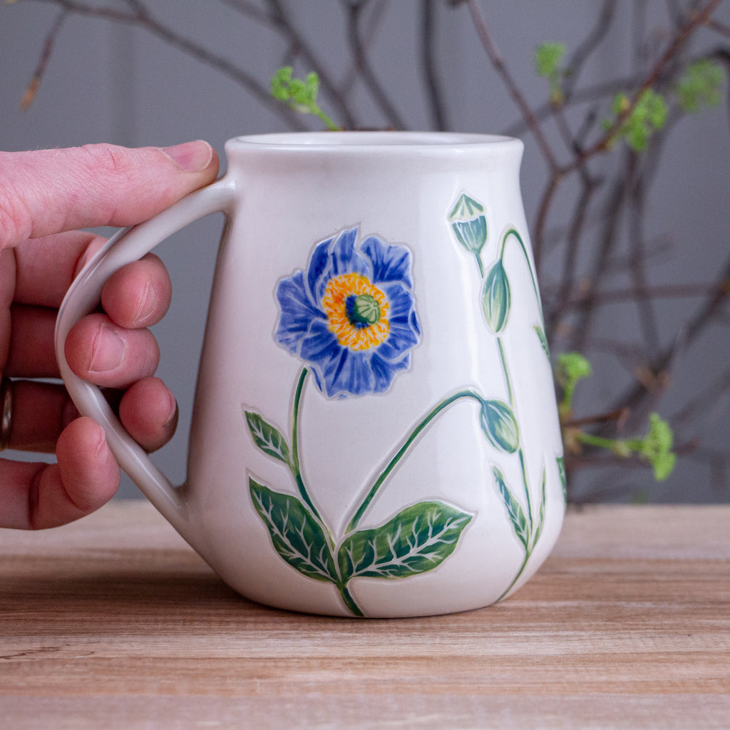 Tall Blue Poppy Mug #1 [19oz]