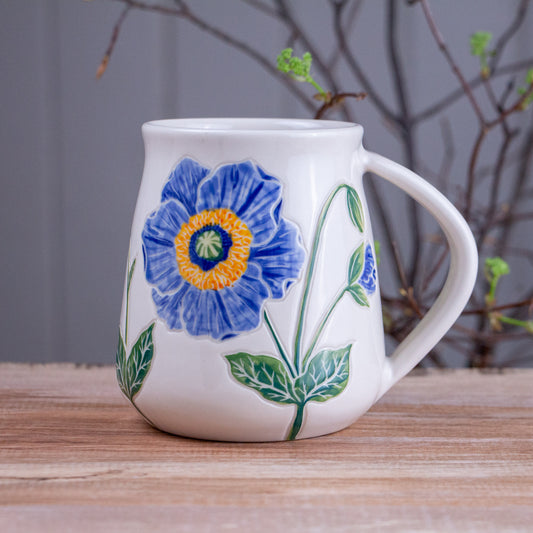 Tall Blue Poppy Mug #2 [18oz]