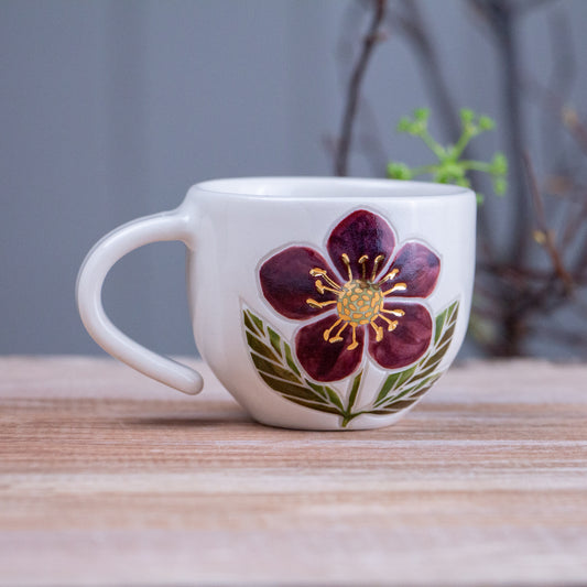 "Anna's Red" Hellebore Espresso Cup #1 [3oz]