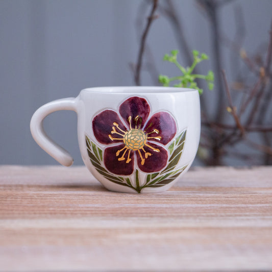 "Anna's Red" Hellebore Espresso Cup #2 [2.75oz]