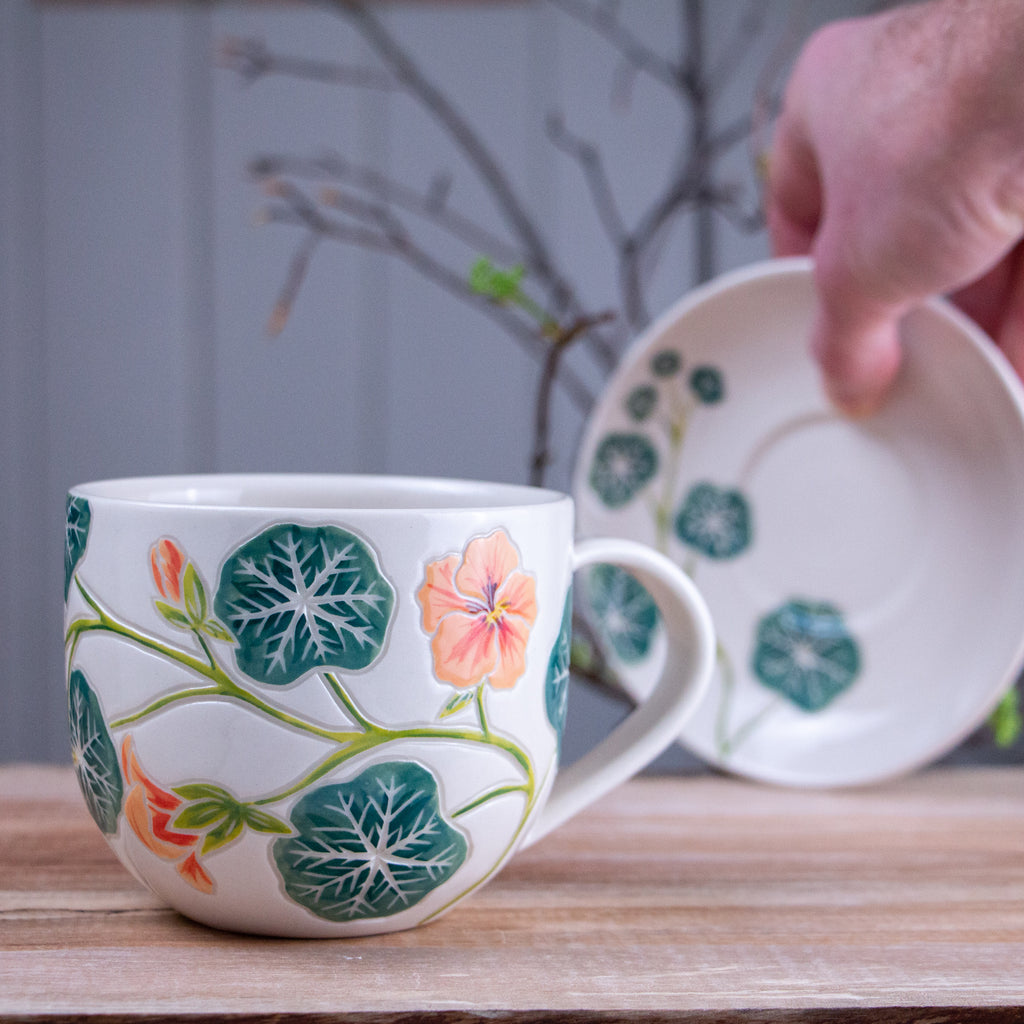 Nasturtium Tea Cup & Saucer [13oz]