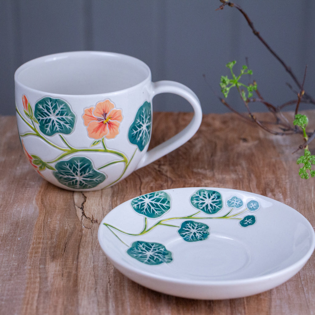 Nasturtium Tea Cup & Saucer [13oz]