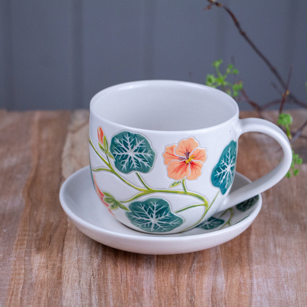 Nasturtium Tea Cup & Saucer [13oz]