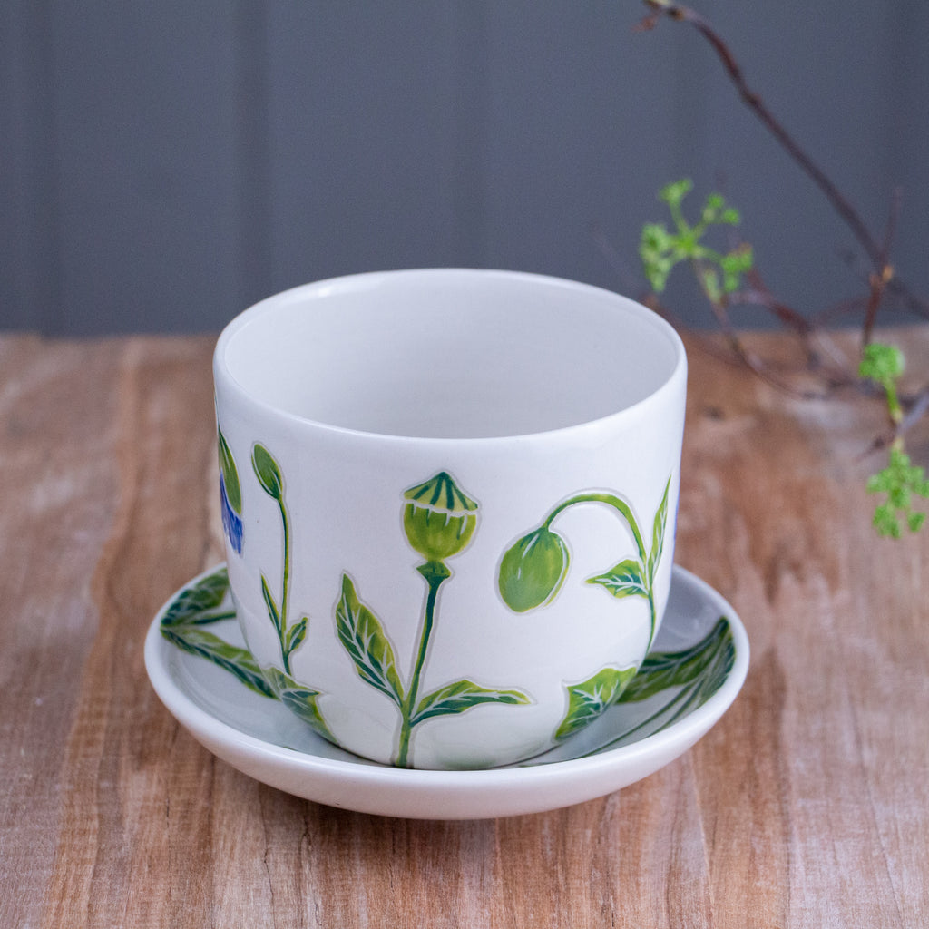 Blue Poppy Tea Cup & Saucer [14oz]