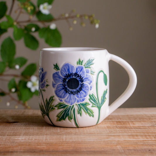 Blue Anemone Botanic Mug