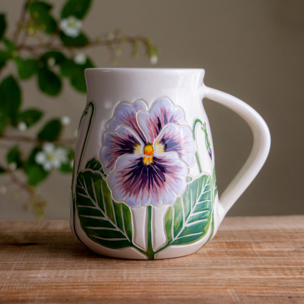 Tall Purple Pansy Mug #1 [20oz]