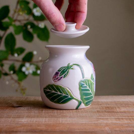 Purple Pansy Lidded Jar