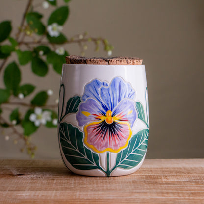 Pansy Short Corked Jar / Canister