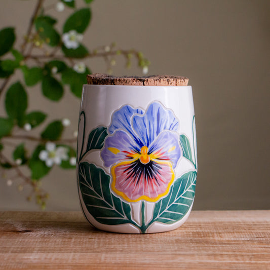 Pansy Short Corked Jar / Canister