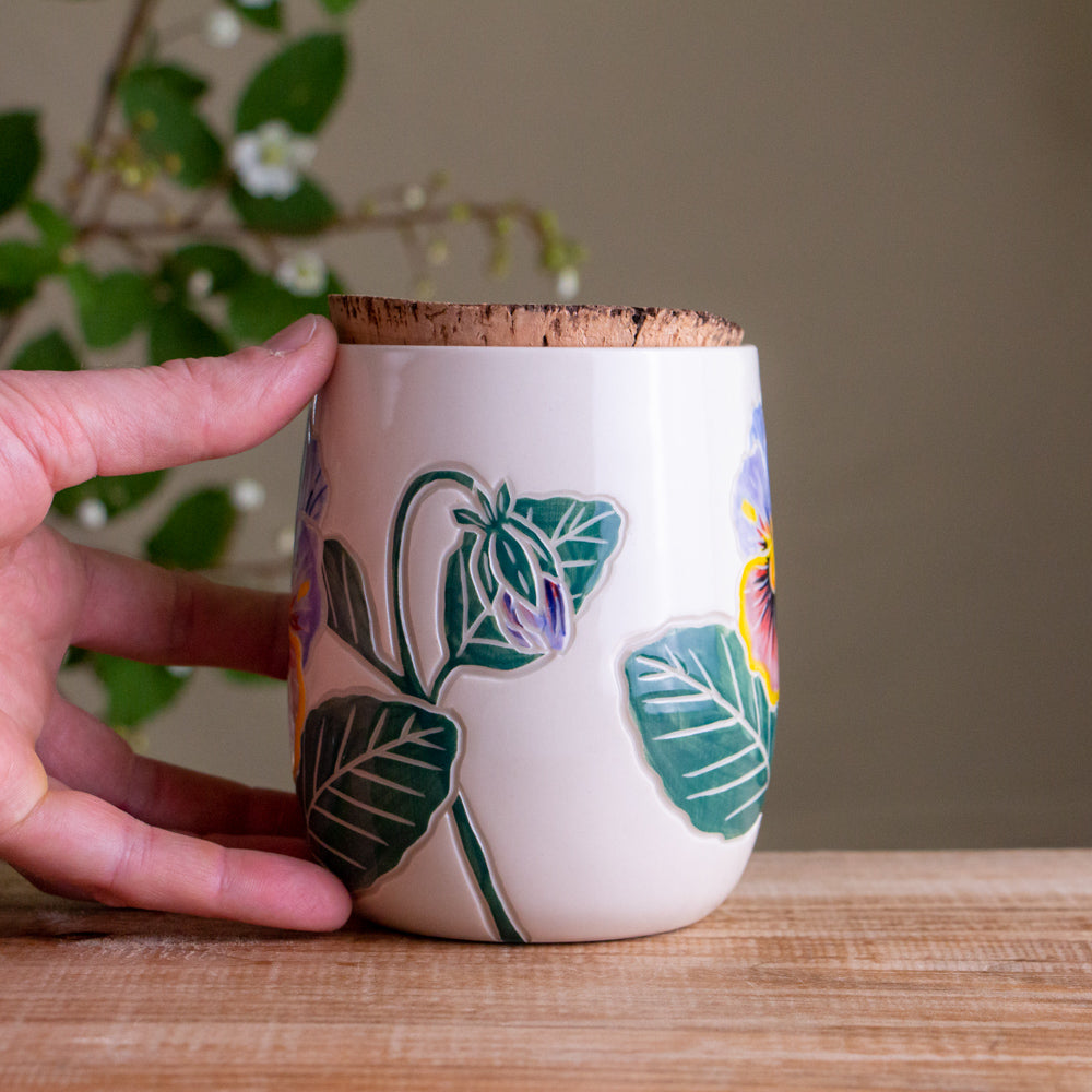 Pansy Short Corked Jar / Canister