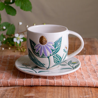 Echinacea Teacup & Saucer [14oz]