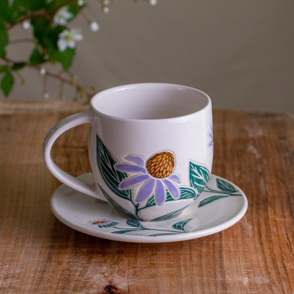 Echinacea Teacup & Saucer [14oz]
