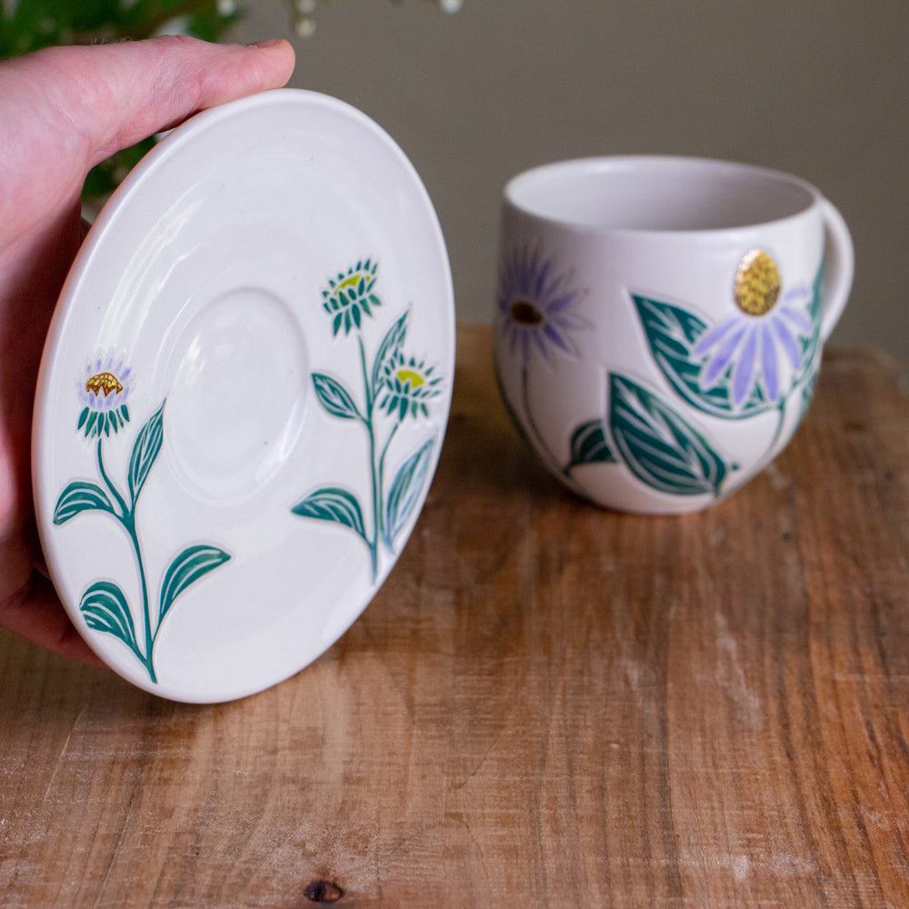 Echinacea Teacup & Saucer [14oz]