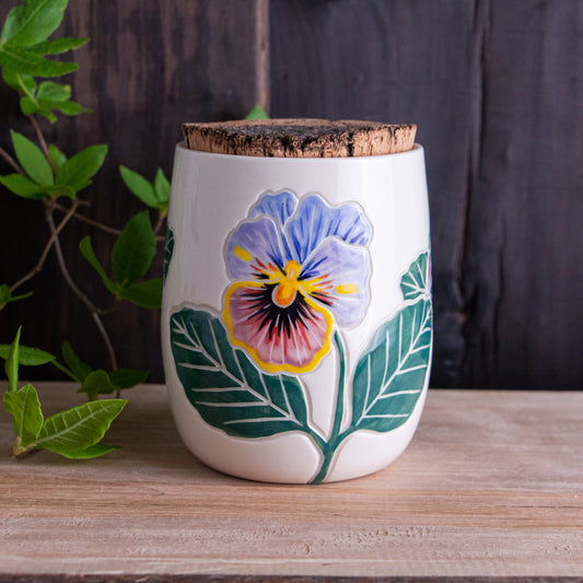 Pansy Short Corked Jar / Canister