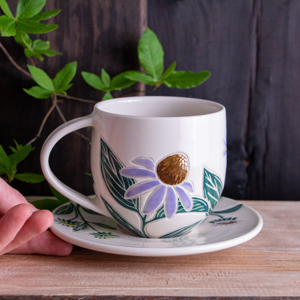 Echinacea Teacup & Saucer [14oz]