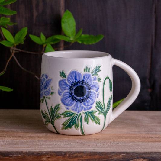 Blue Anemone Botanic Mug