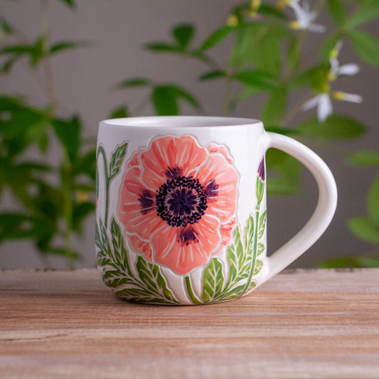 Peach Poppy Botanic Mug