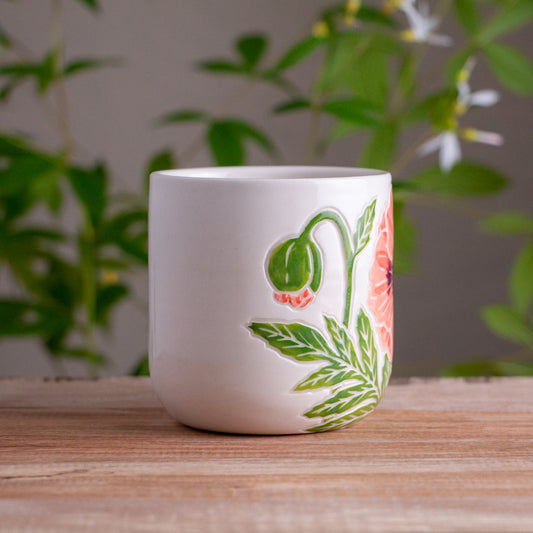 Peach Poppy Botanic Mug