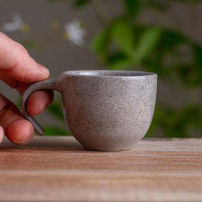 Gray Sandstone Sgraffito Hellebore Espresso Cup [3oz]