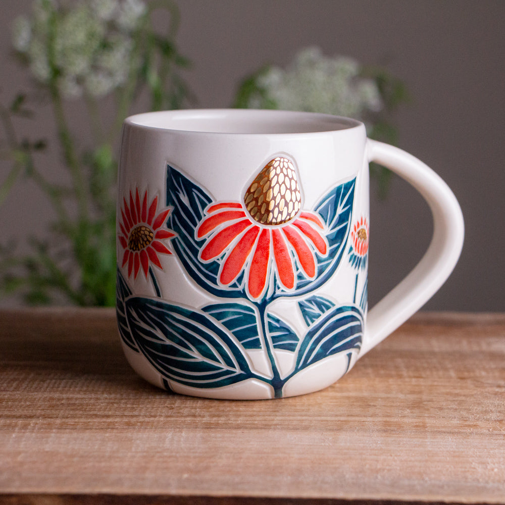 Orange Echinacea Mug 16-17oz