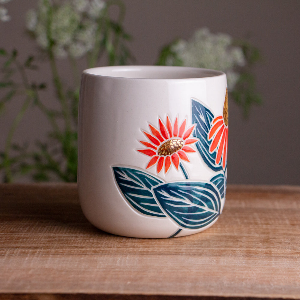 Orange Echinacea Mug 16-17oz