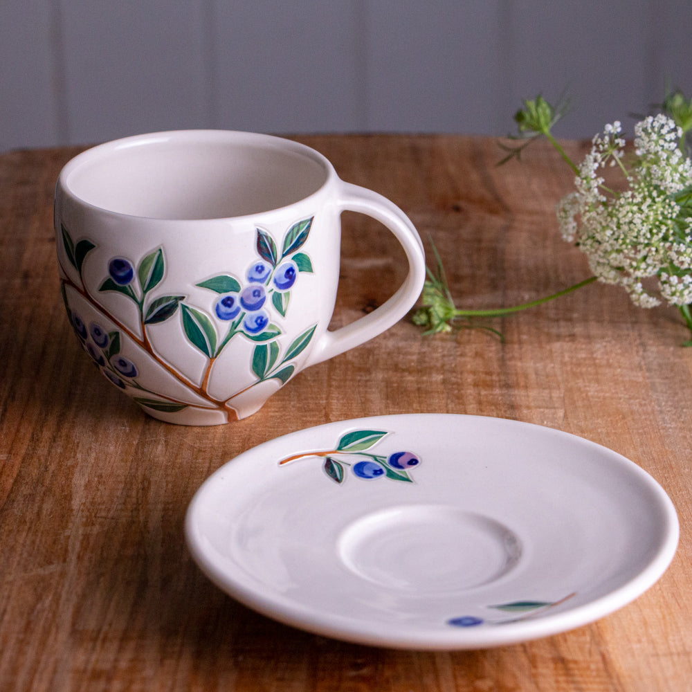 Blueberry Tea Cup & Saucer [13oz]