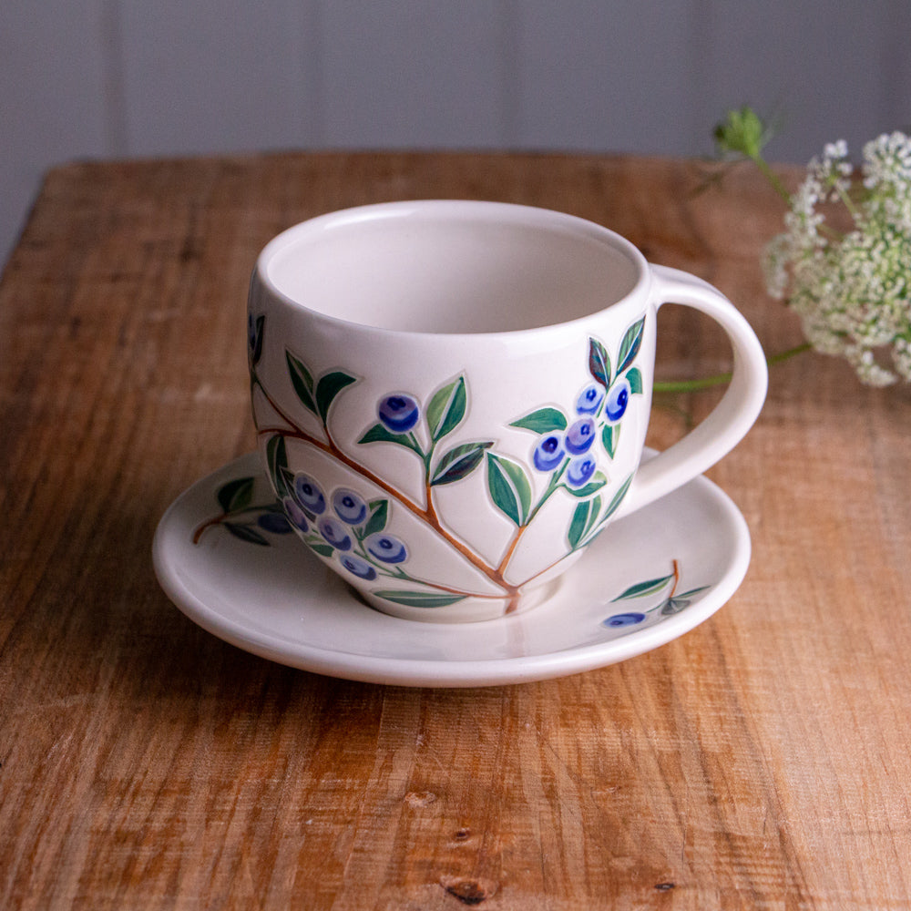 Blueberry Tea Cup & Saucer [13oz]