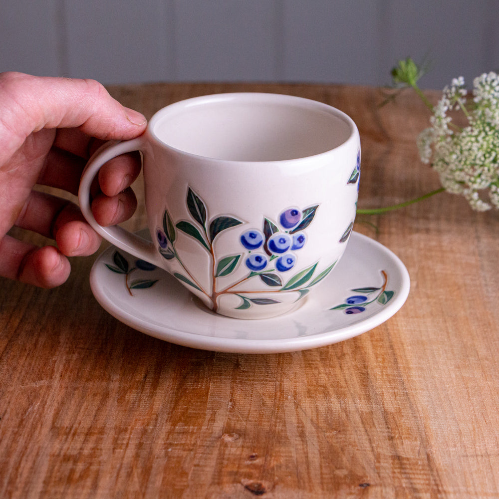 Blueberry Tea Cup & Saucer [13oz]