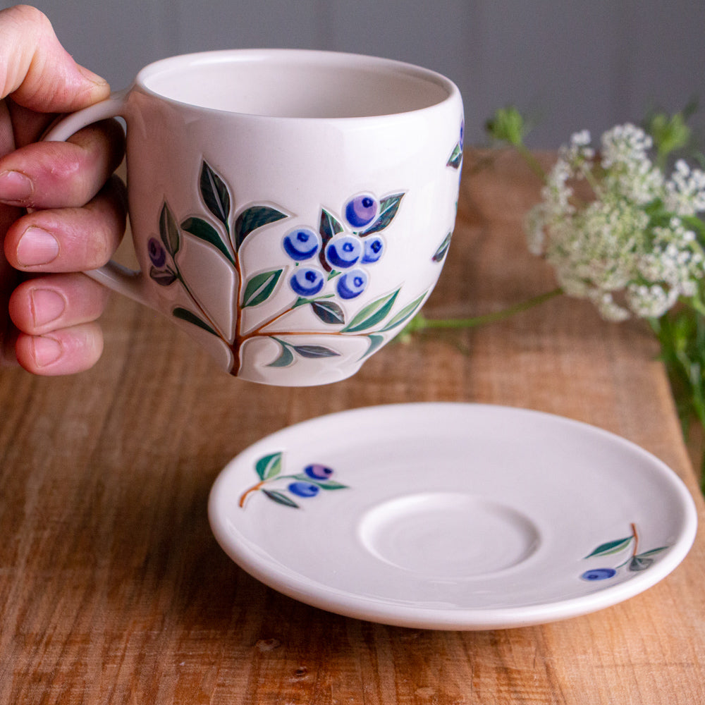 Blueberry Tea Cup & Saucer [13oz]