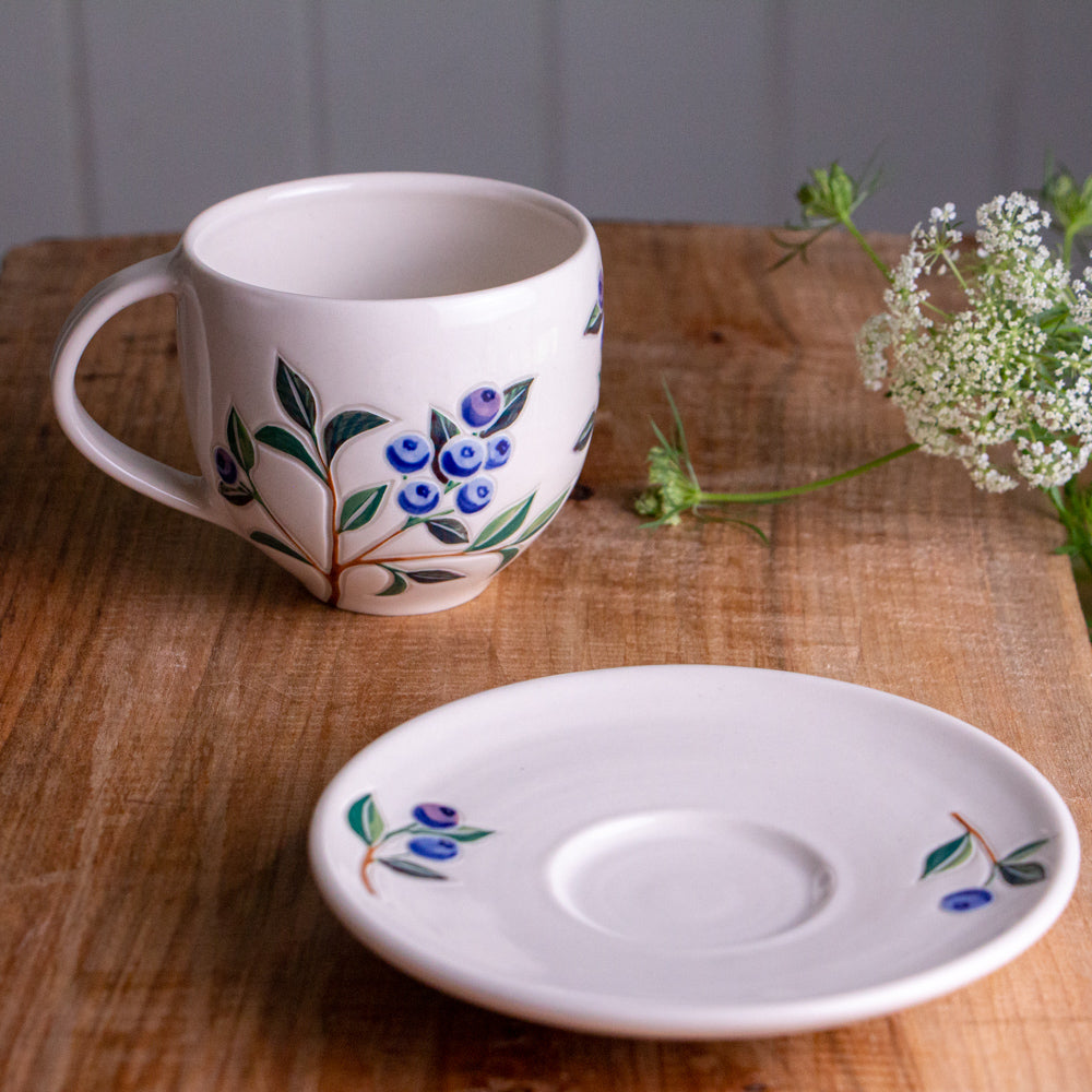 Blueberry Tea Cup & Saucer [13oz]