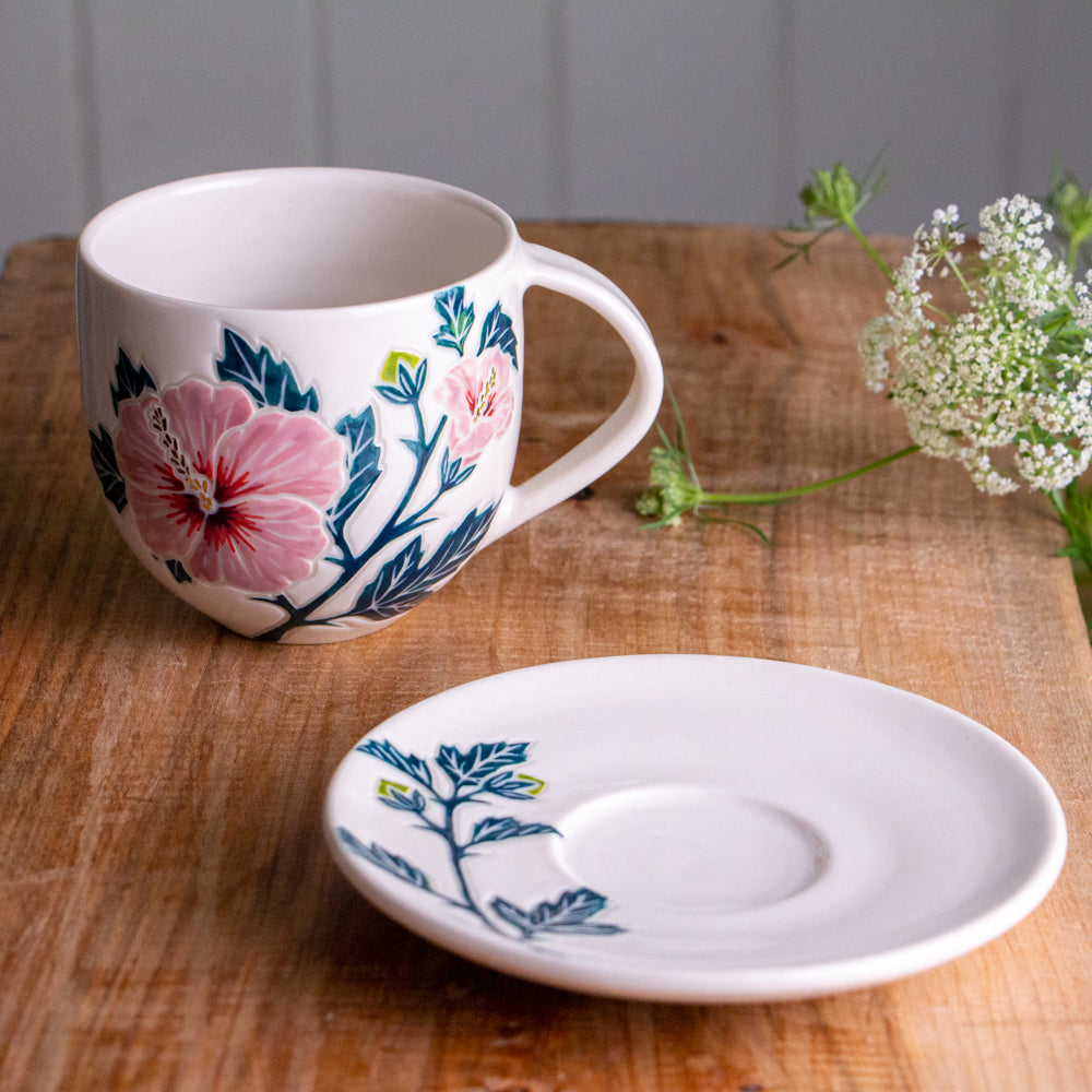 Hibiscus Teacup & Saucer [15oz]
