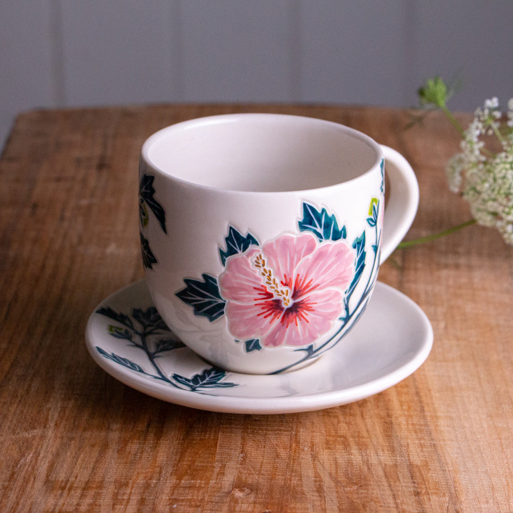Hibiscus Teacup & Saucer [15oz]