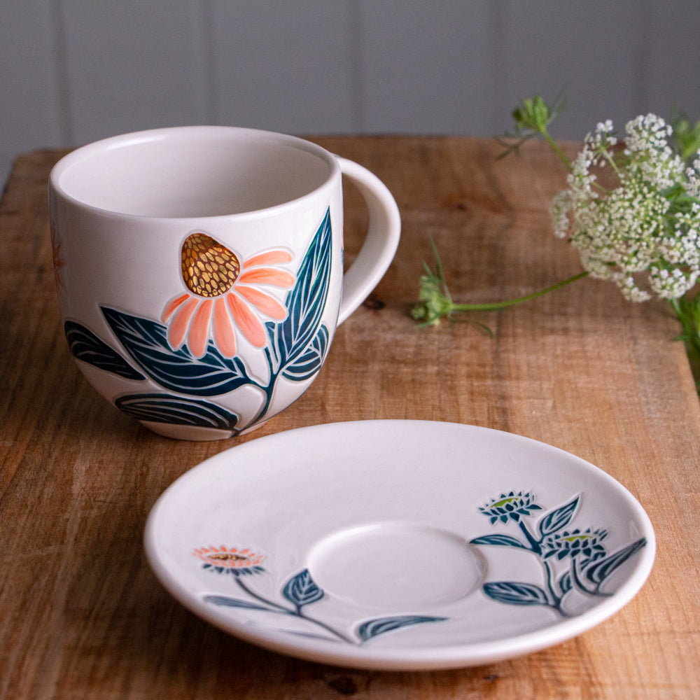 Echinacea Teacup & Saucer [16oz]
