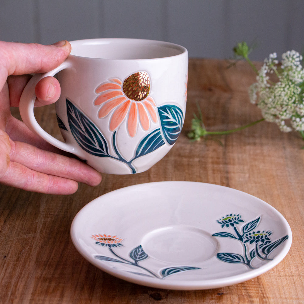 Echinacea Teacup & Saucer [16oz]