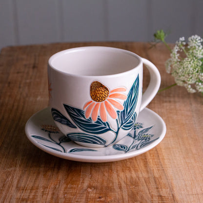 Echinacea Teacup & Saucer [16oz]