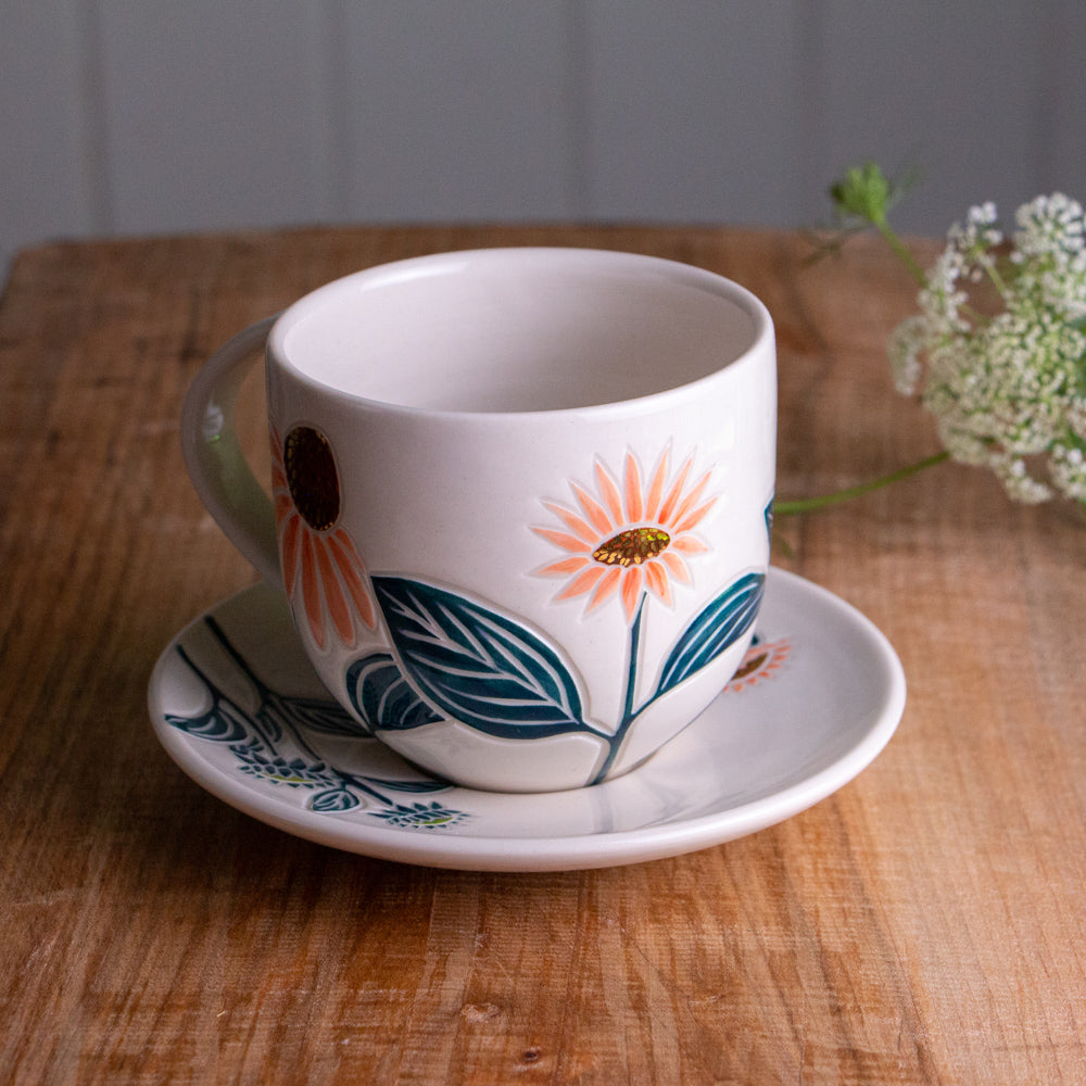 Echinacea Teacup & Saucer [16oz]