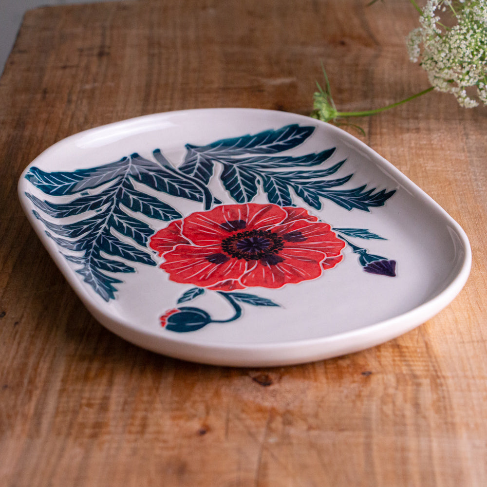 Red Poppy Tray