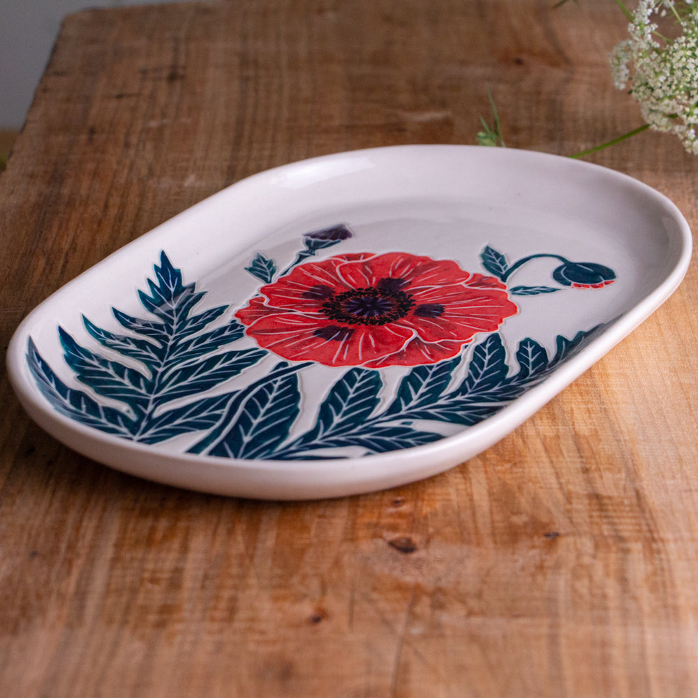 Red Poppy Tray