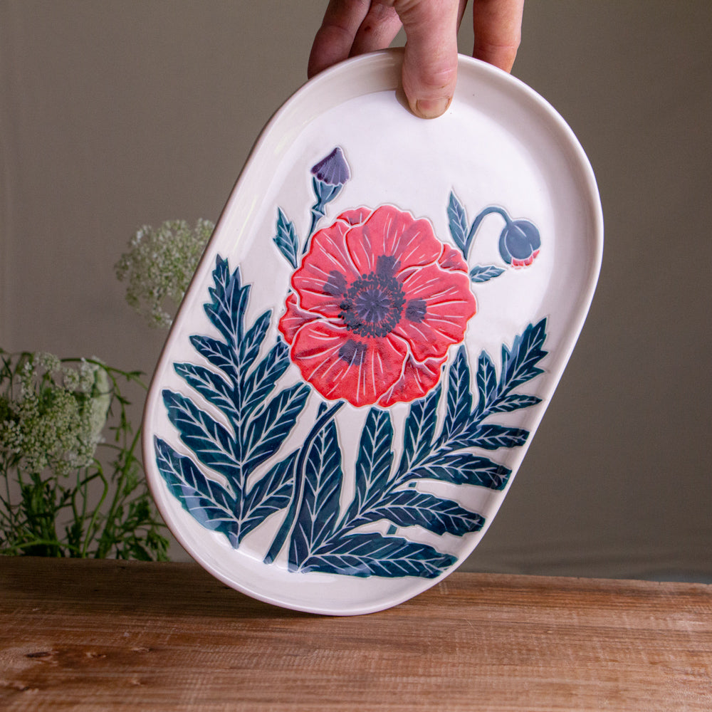 Red Poppy Tray