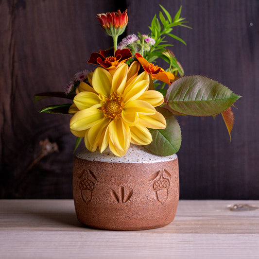 Stoneware Acorn Bud Vase